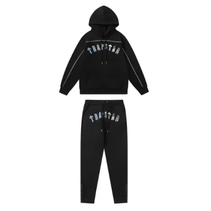 Trapstar Irongate Arch Chenille Hooded Tracksuit - Blackbule Monochrome Edition