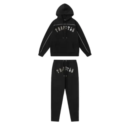 Trapstar Irongate Arch Chenille Hooded Tracksuit - Blackwhite Monochrome Edition