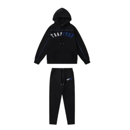 Trapstar Irongate Arch Chenille Hooded Tracksuit Black Blue